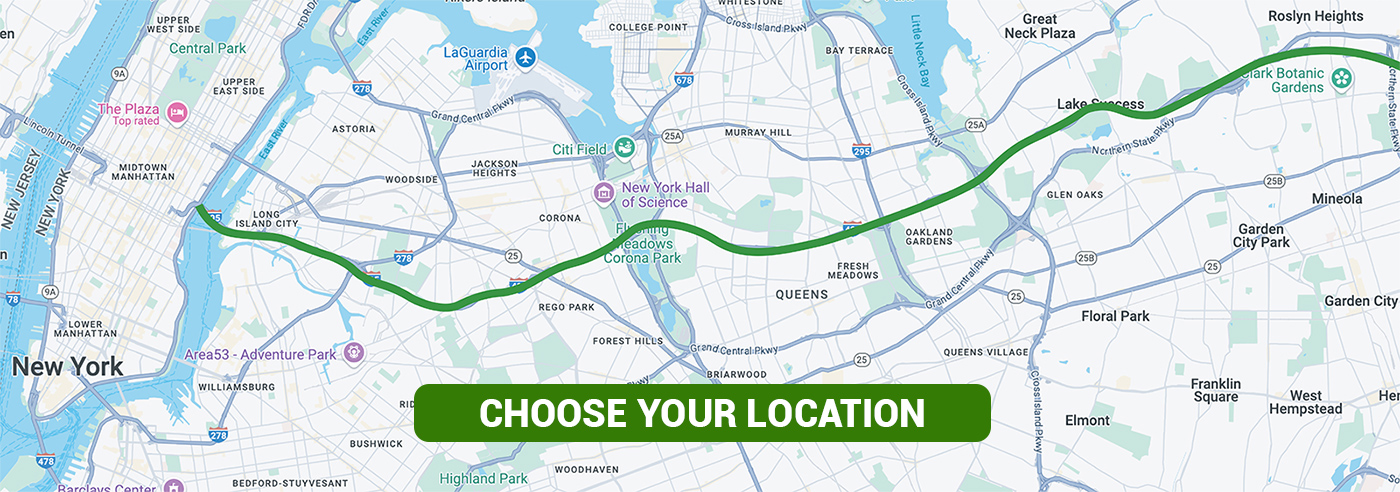 A map of New York City showing the Liberty Buds locations