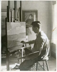 A photo of a painter painting