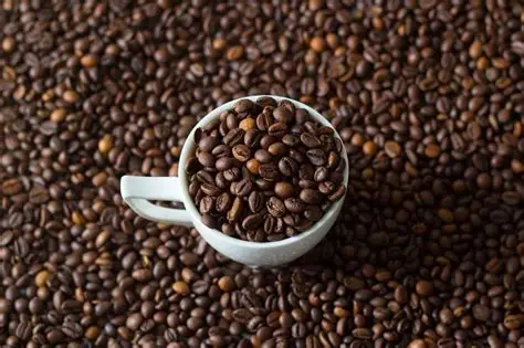 A coffee cup filled with beans
