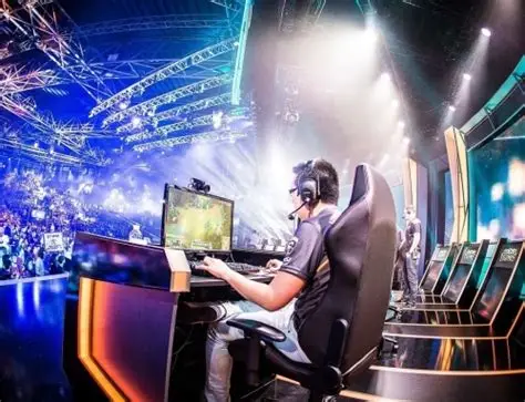 A person playing video games at an E-sports event