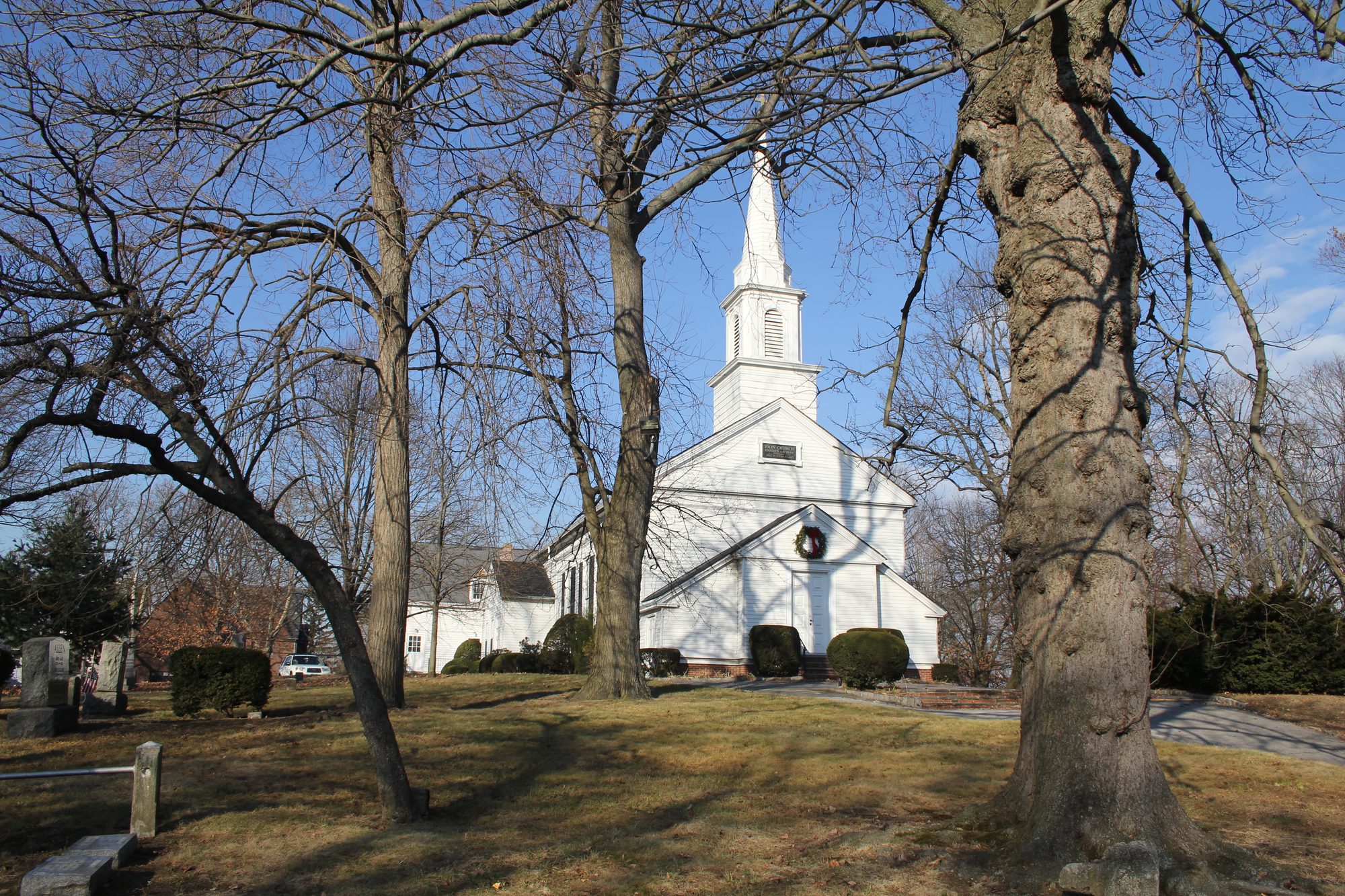 Zion Episcopal Church in Douglaston, Queens, with its white steeple