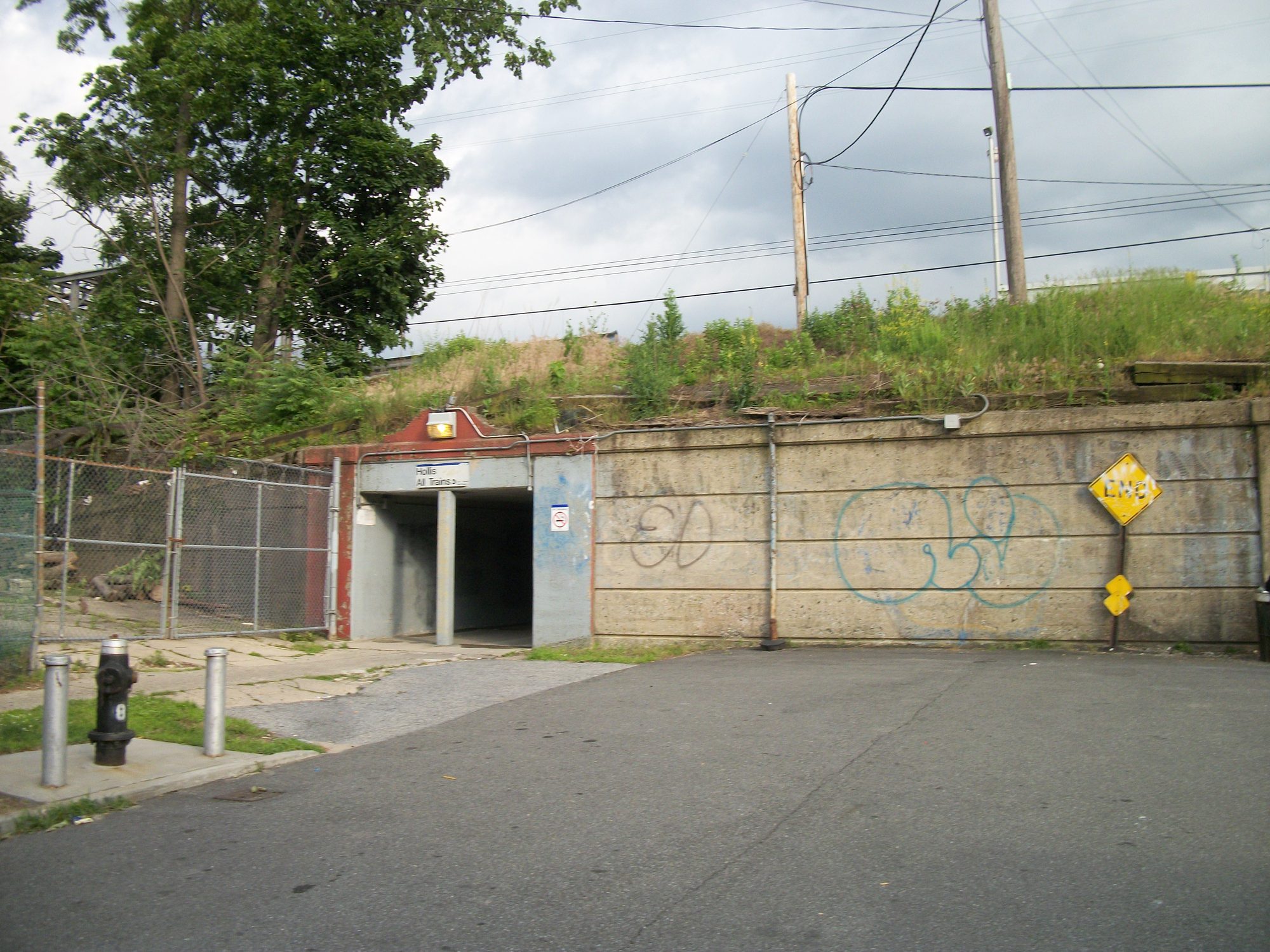 The Hollis Long Island Rail Road station entrance at 193rd Street in Hollis, Queens.
