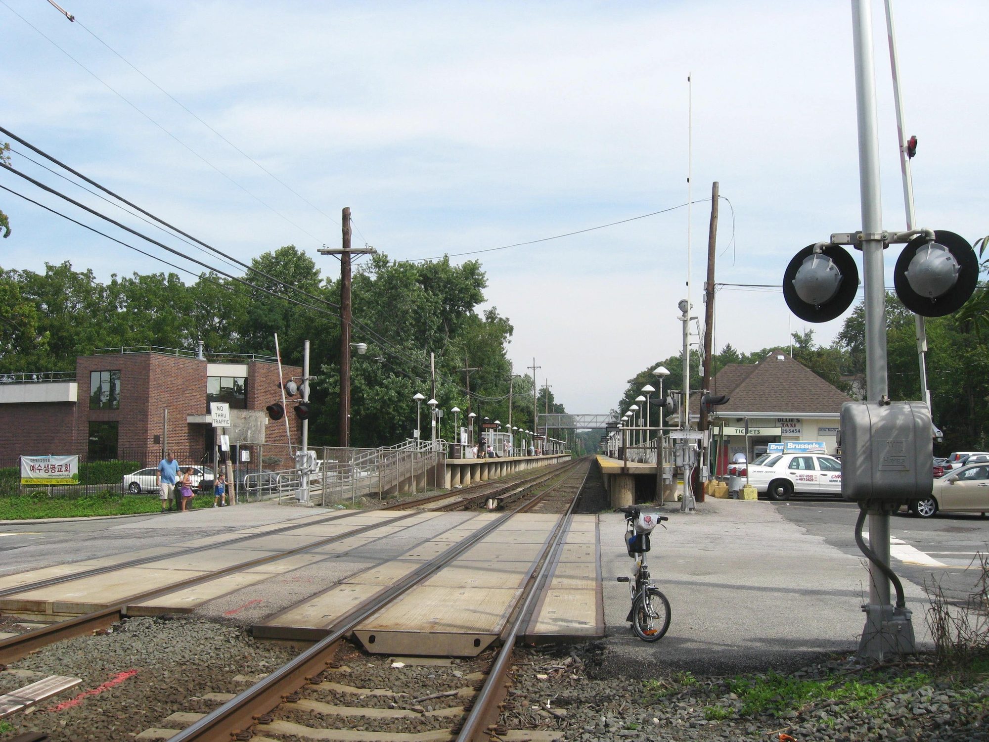Little Neck LIRR station viewed from the tracks in Little Neck, Queens