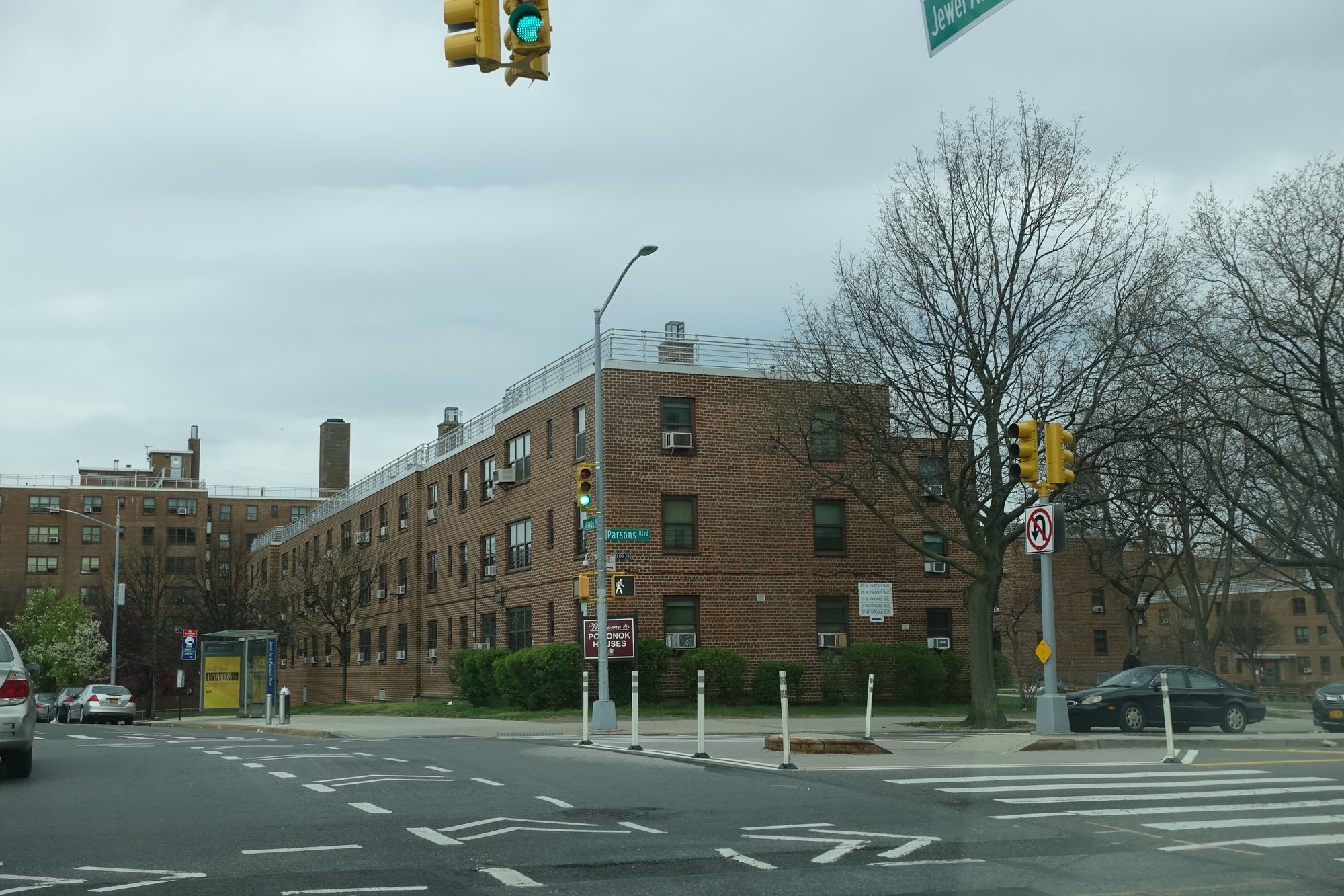Pomonok Houses apartment buildings at Jewel Avenue and Parsons Boulevard in Queens