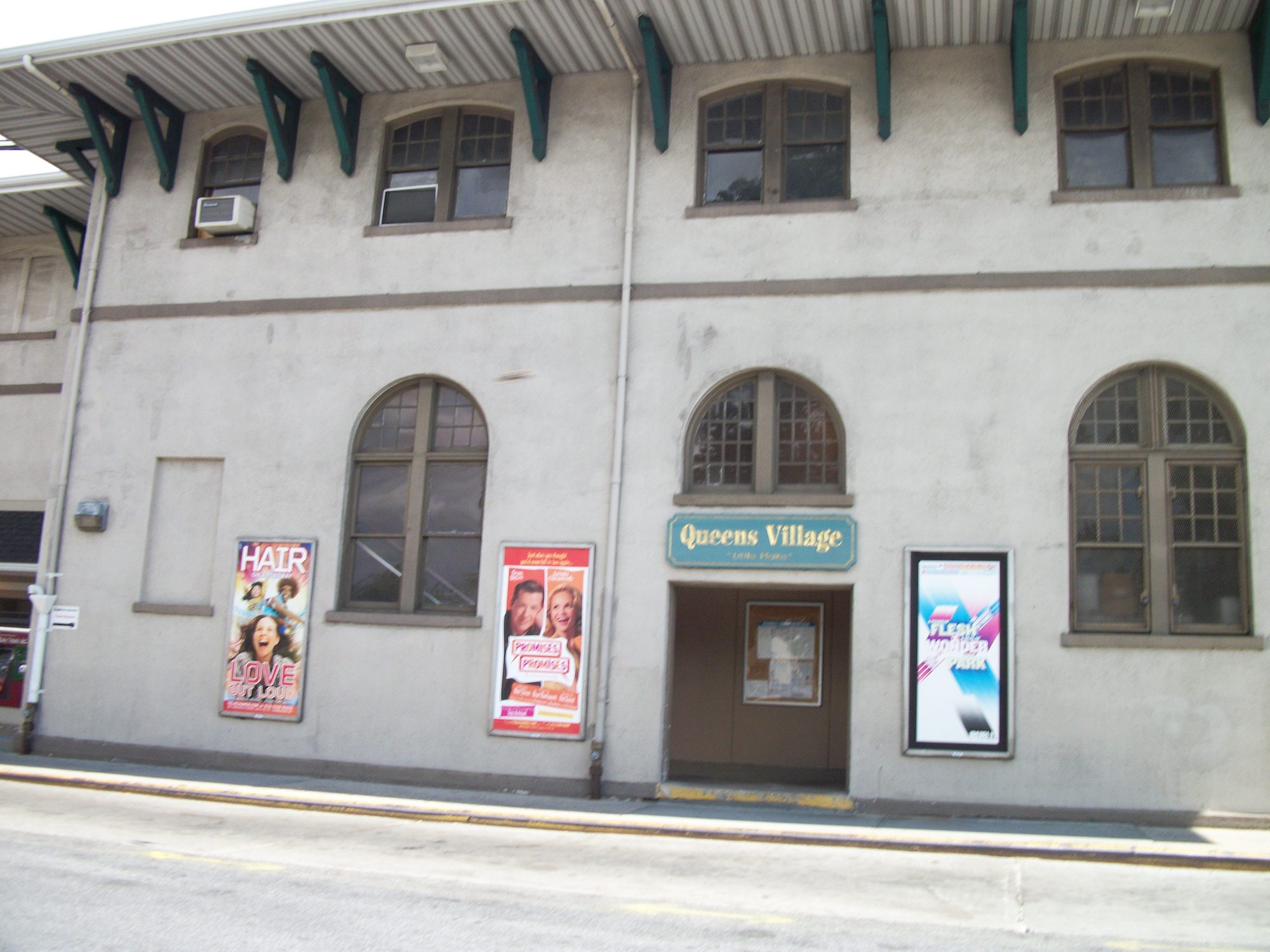 The front entrance to Queens Village LIRR station at Hillside Avenue and Springfield Boulevard in Queens Village, Queens.