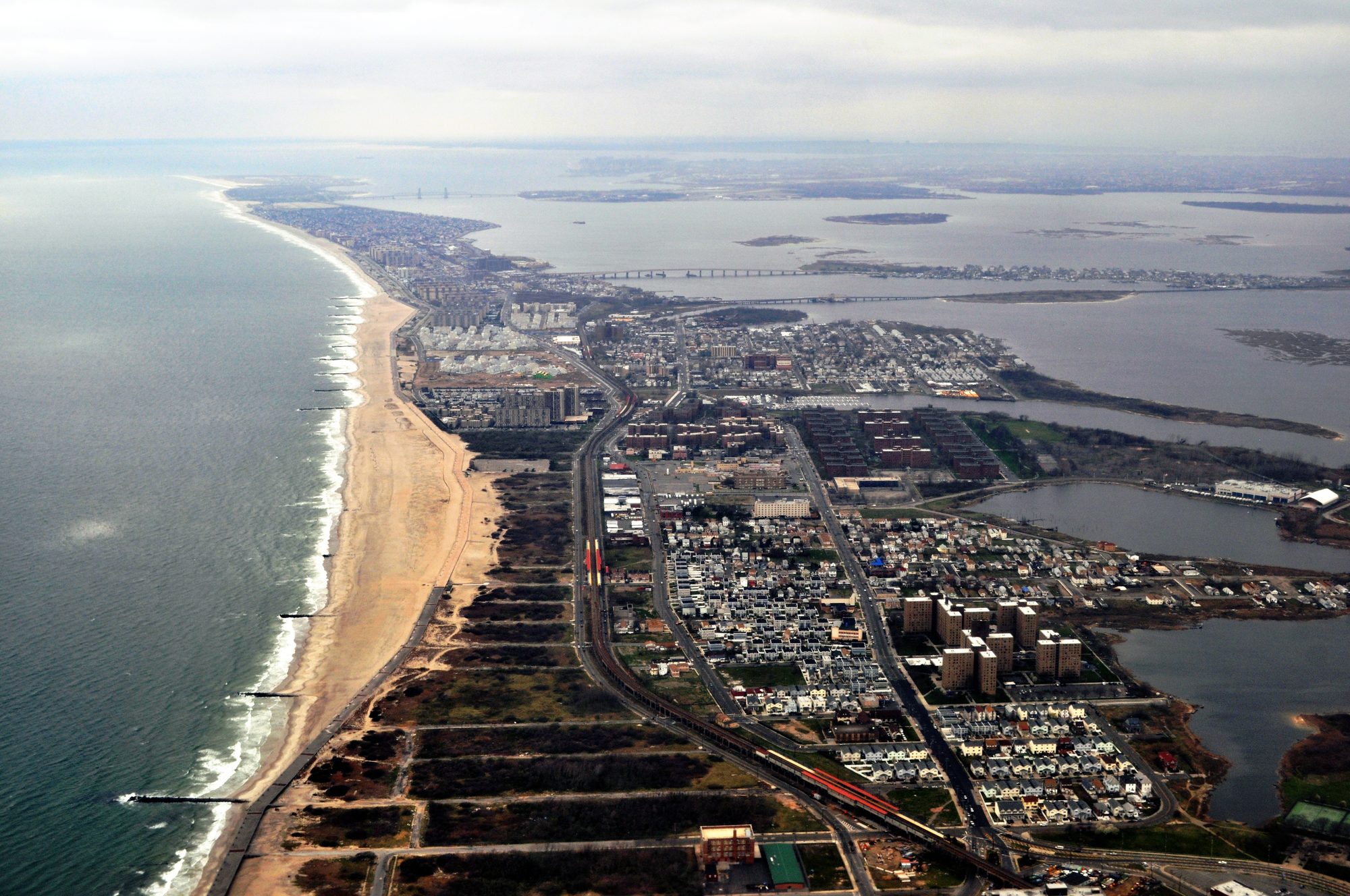 Aerial view of the Rockaway peninsula in Queens