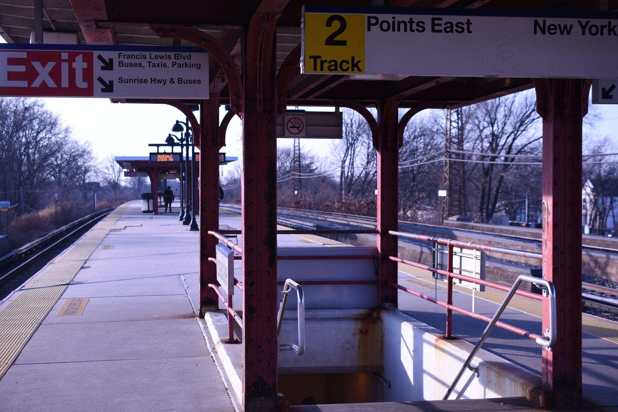 The platform at Rosedale Long Island Rail Road station looking west in Rosedale, Queens.